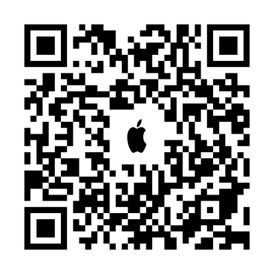 Ein QR-Code mit einem Apple-Logo in der Mitte.